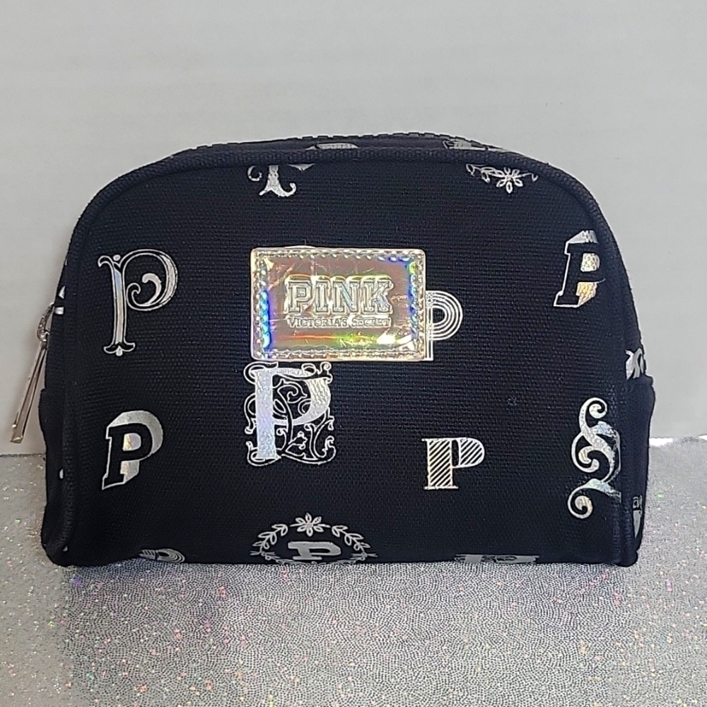 Vintage VS Pink Black Holographic Monogram Makeup/ Cosmetic Bag